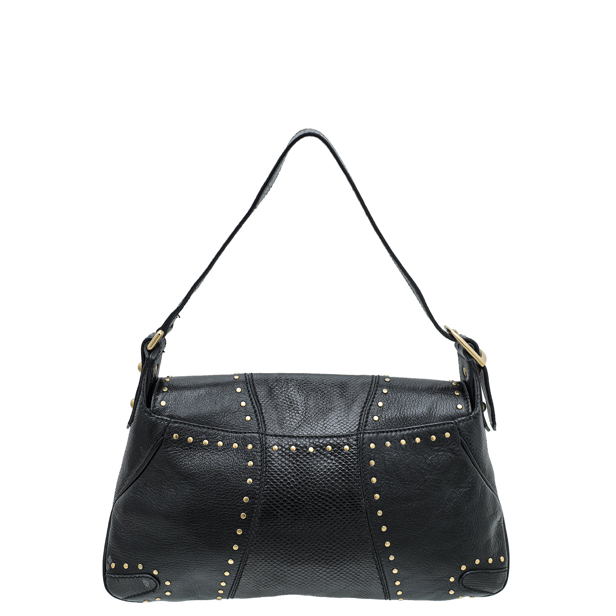 Gucci Black Studded Horsebit Chain Flap Bag