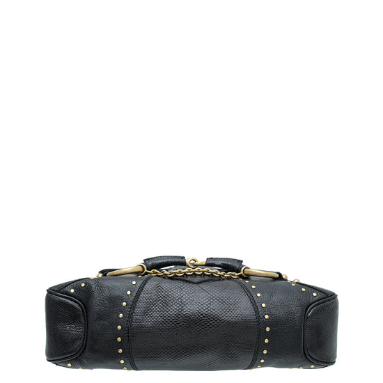 Gucci Black Studded Horsebit Chain Flap Bag