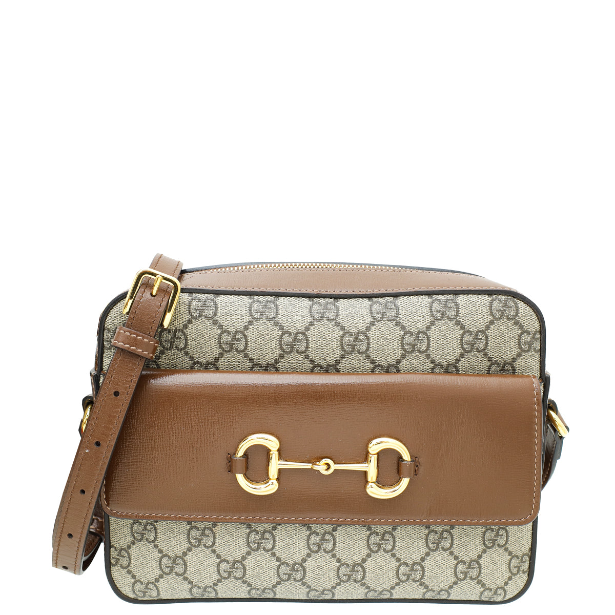 Gucci Bicolor GG Supreme Horsebit 1955 Small Shoulder Bag