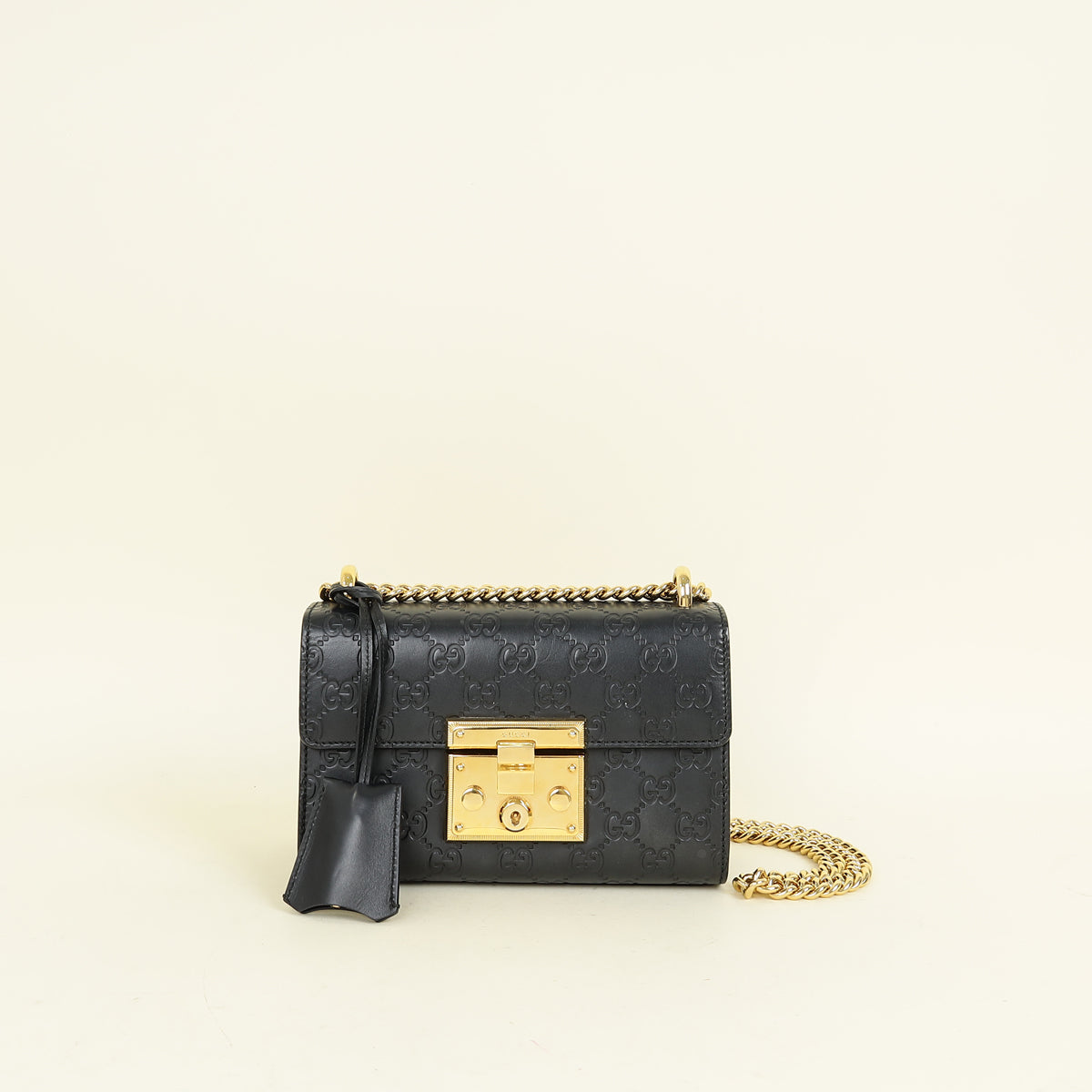 Gucci Black GG Guccissima Padlock Small Shoulder Bag