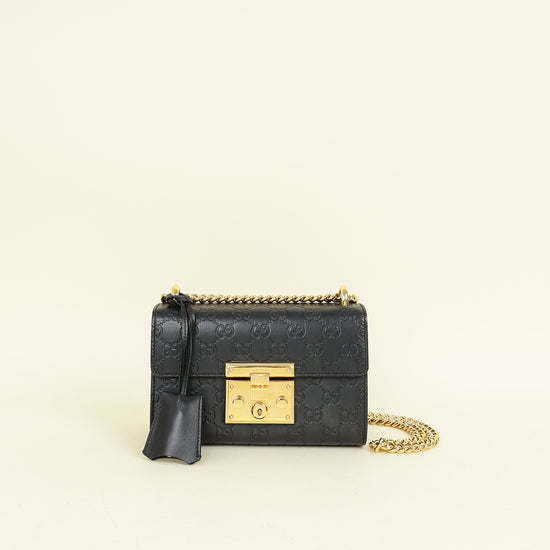 Gucci Black GG Guccissima Padlock Small Shoulder Bag