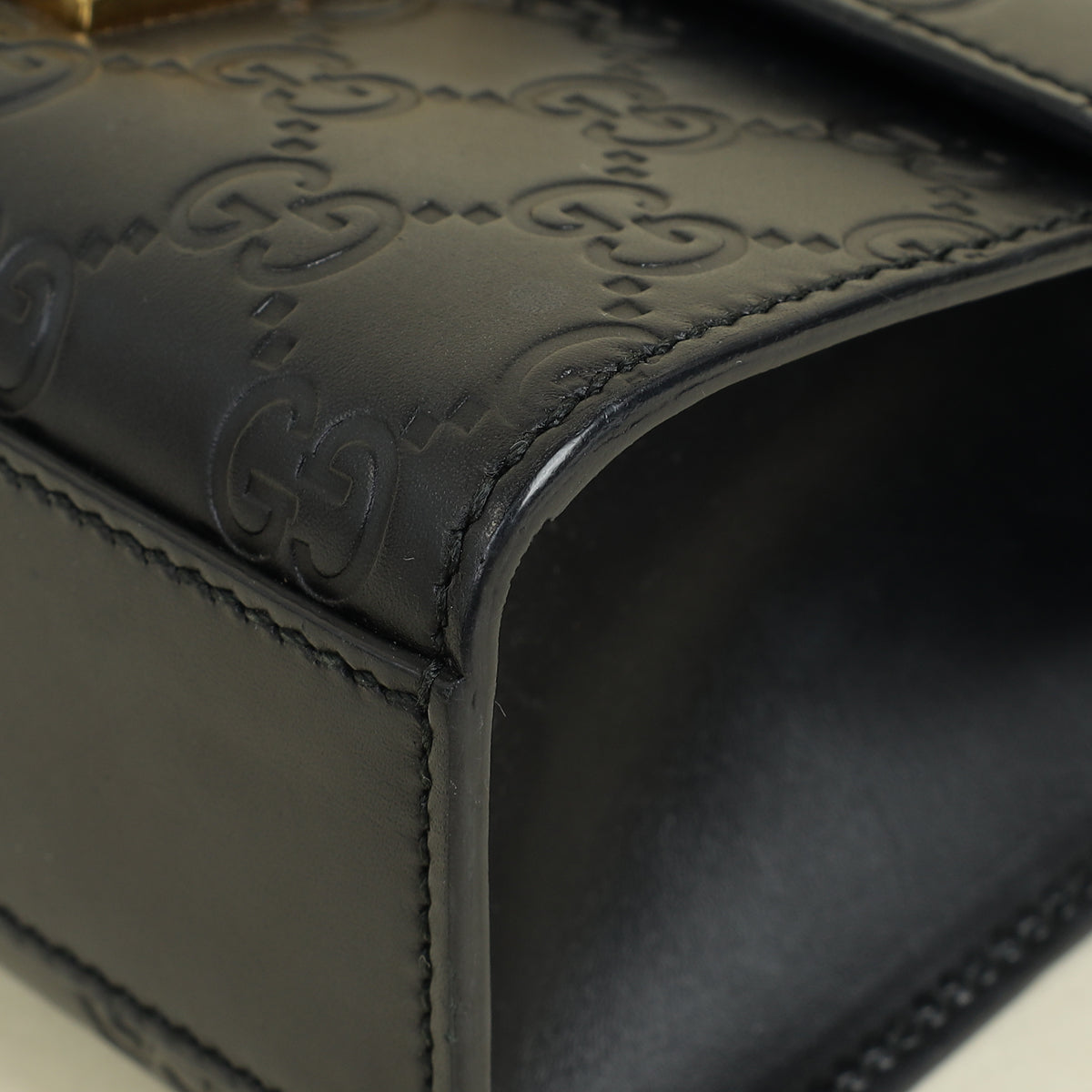 Gucci Black GG Guccissima Padlock Small Shoulder Bag