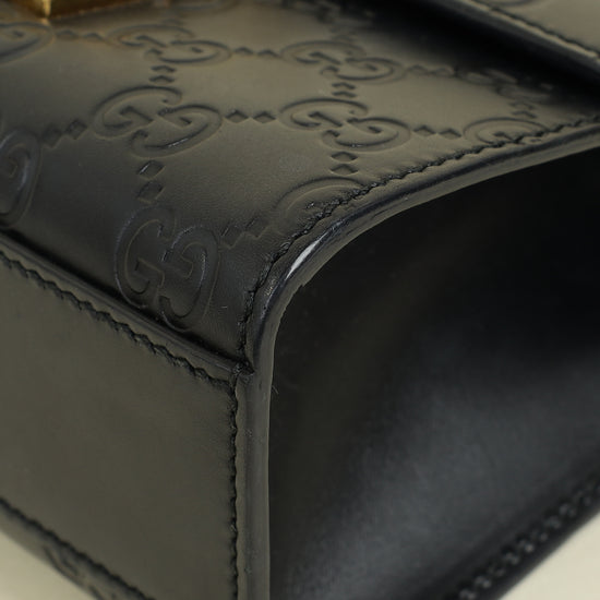 Gucci Black GG Guccissima Padlock Small Shoulder Bag