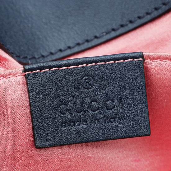 Gucci Blue GG Denim Marmont Pearl Mini Shoulder Bag