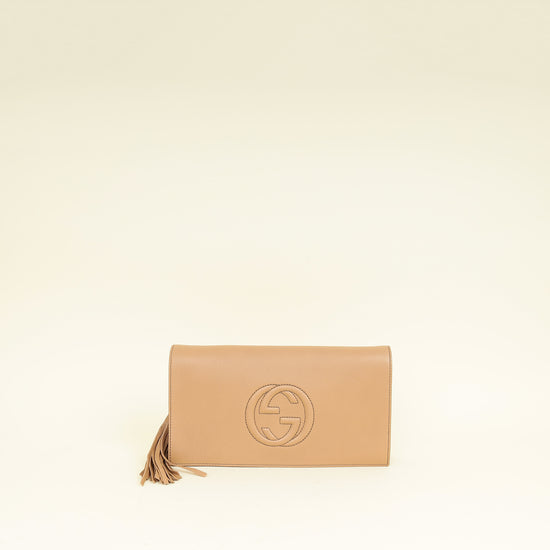 Gucci Nude Soho Tassel Flap Clutch