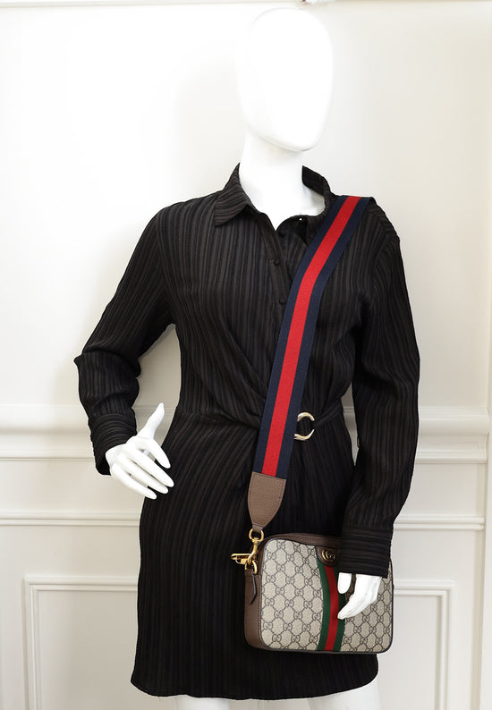 Gucci Ebony GG Supreme Ophidia Small Crossbody Bag-Gucci-THE CLOSET