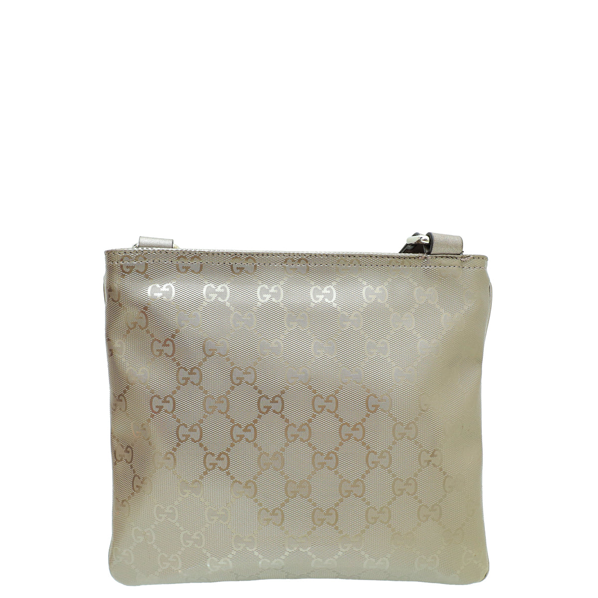 Gucci Metallic Pinkish Grey GG Imprime Flat Messenger Bag Small-Gucci-THE CLOSET