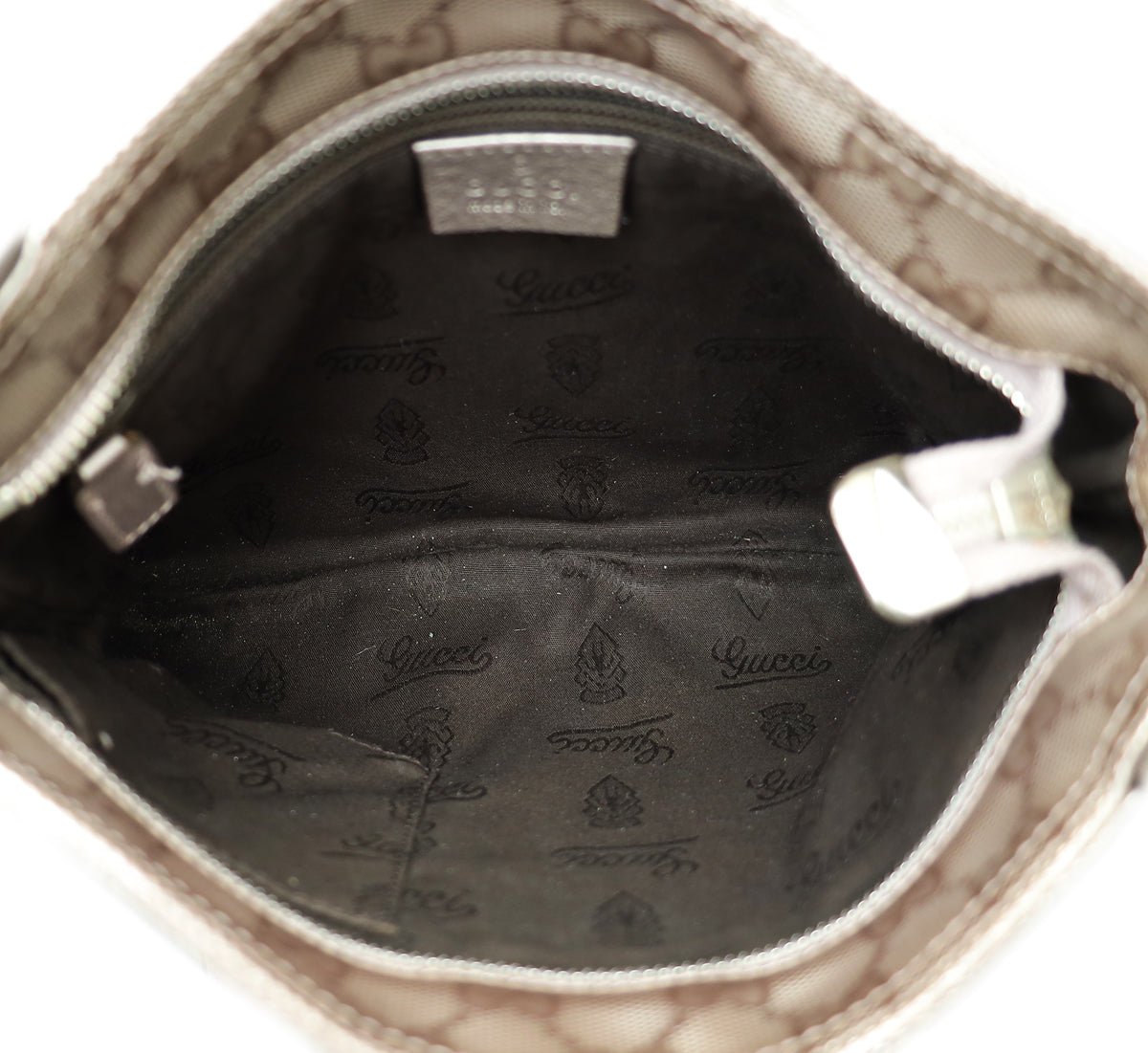 Gucci Metallic Pinkish Grey GG Imprime Flat Messenger Bag Small