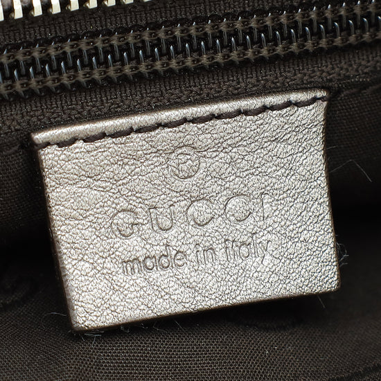 Gucci Metallic Pinkish Grey GG Imprime Flat Messenger Bag Small