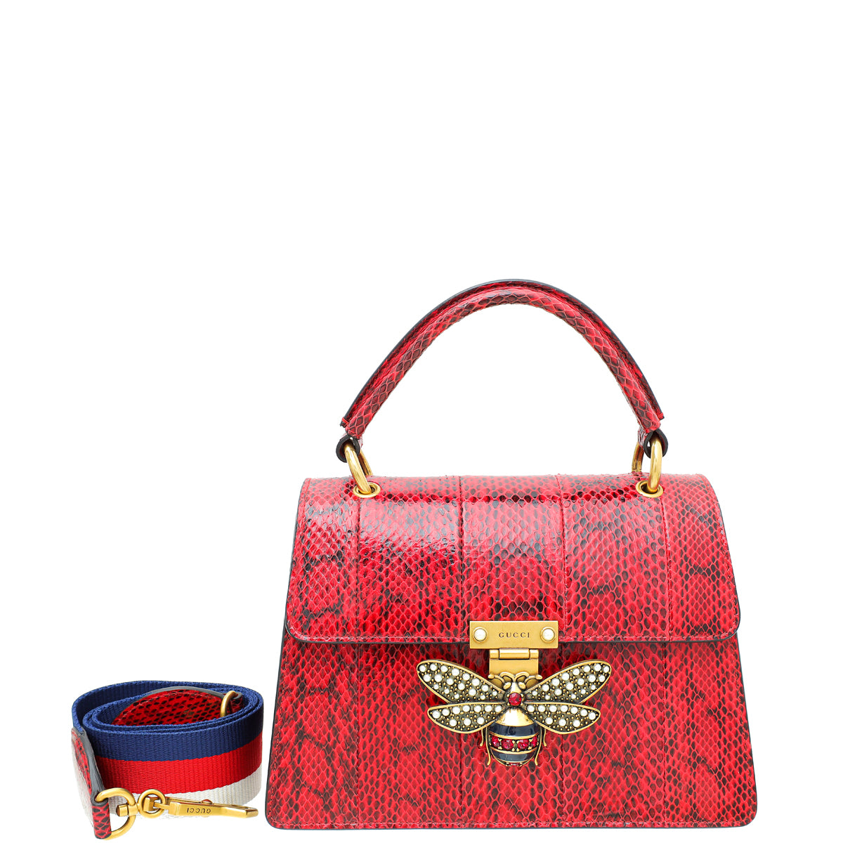 Gucci Red Aged Python Queen Margaret Top Handle Bag-Gucci-THE CLOSET
