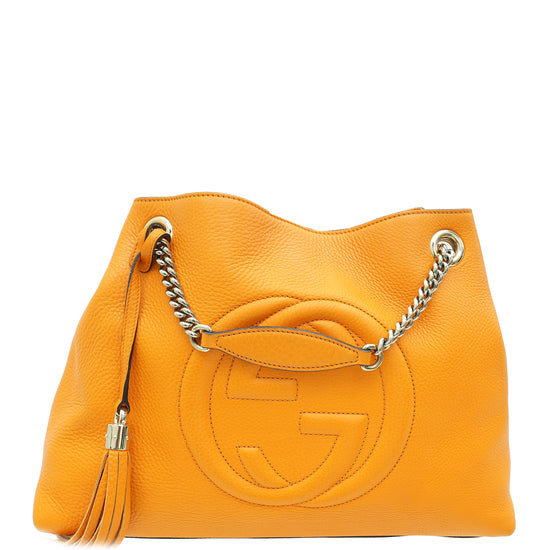 Gucci Orange Soho Tassel Medium Tote Bag