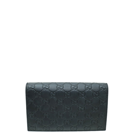 Gucci Black Guccissima Interlocking G Wallet on Chain