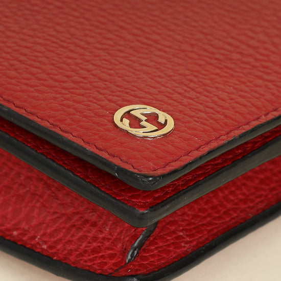 Gucci Red Interlocking G Wallet on Chain