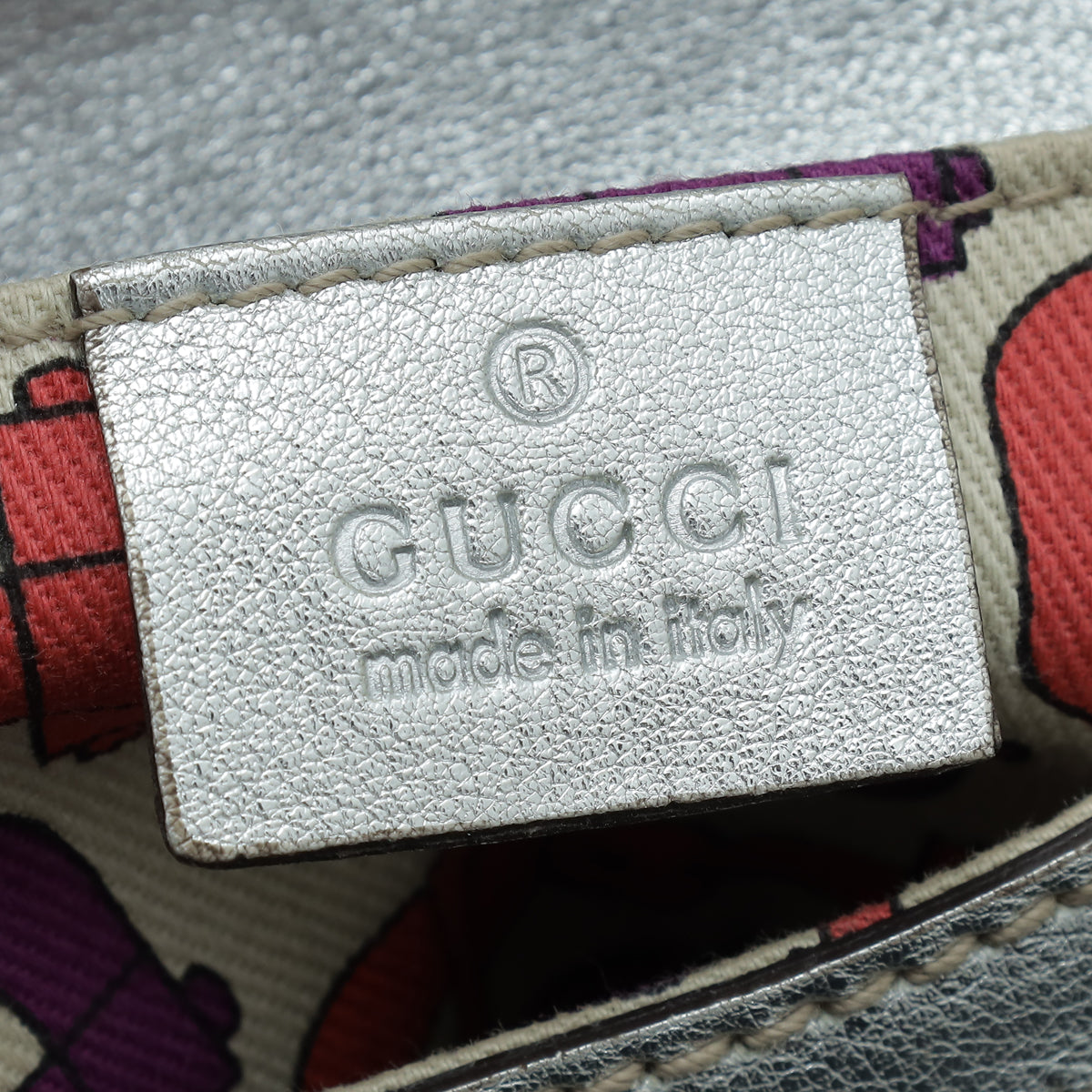 Gucci Metallic Silver Guccissima Britt Tassel Small Bag