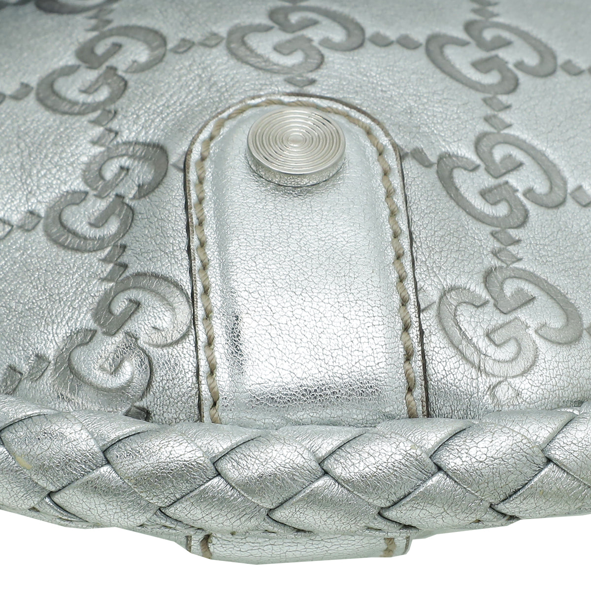 Gucci Metallic Silver Guccissima Britt Tassel Small Bag