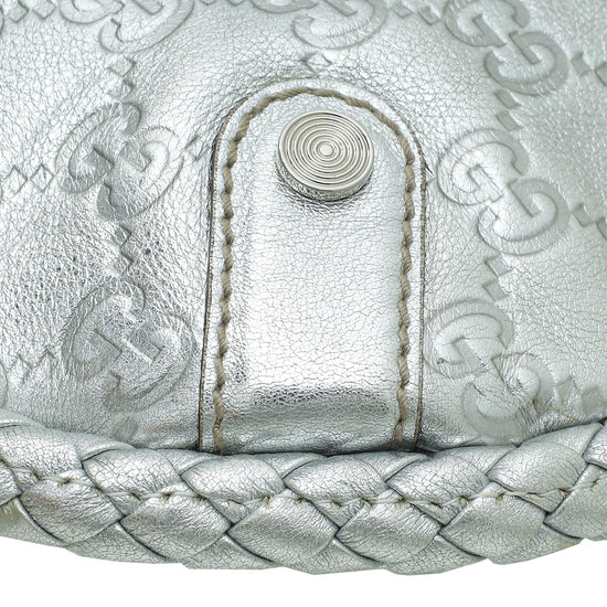 Gucci Metallic Silver Guccissima Britt Tassel Small Bag