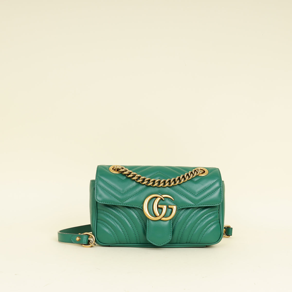 Gucci Green GG Marmont Matelasse Small Shoulder Bag