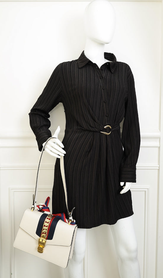 Gucci White Sylvie Small Flap Shoulder Bag