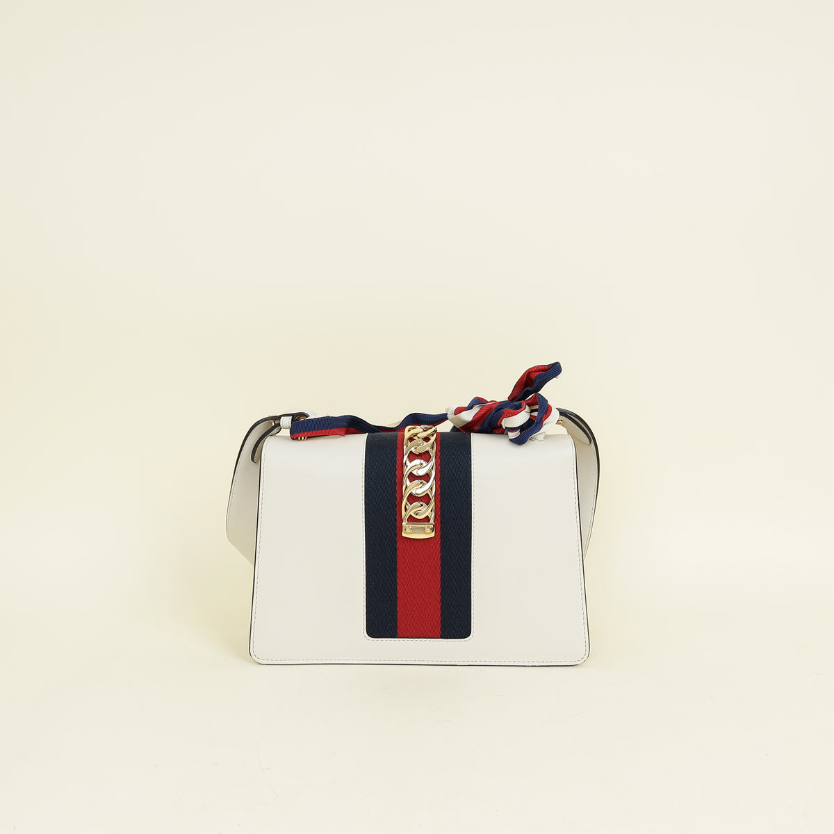 Gucci White Sylvie Small Flap Shoulder Bag
