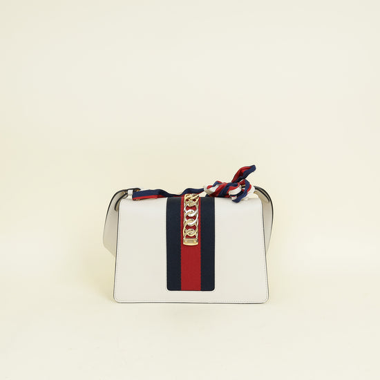 Gucci White Sylvie Small Flap Shoulder Bag
