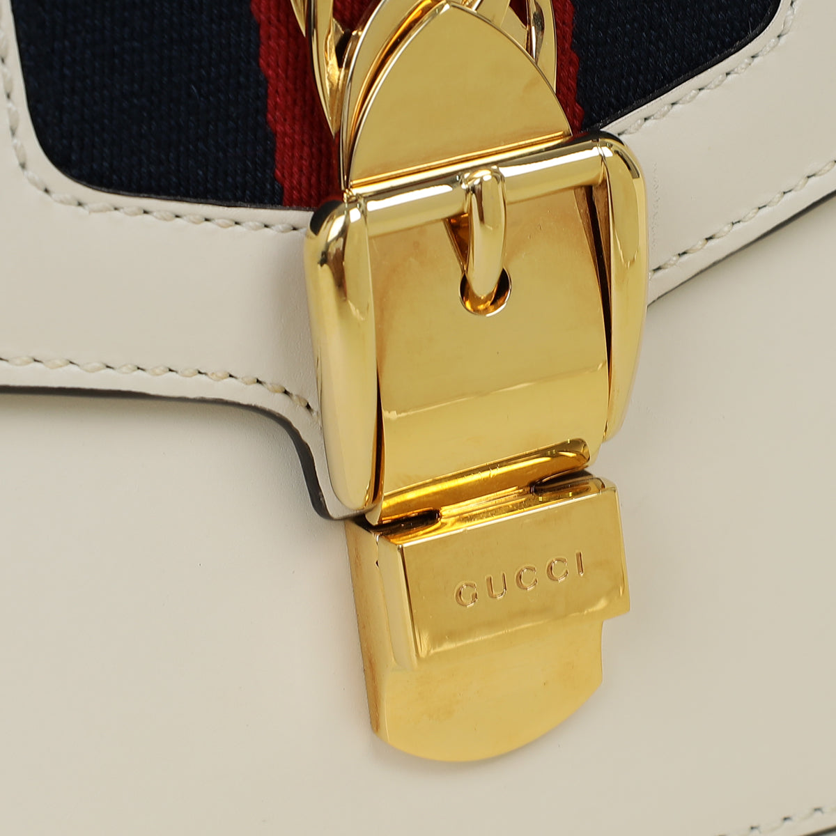 Gucci White Sylvie Small Flap Shoulder Bag