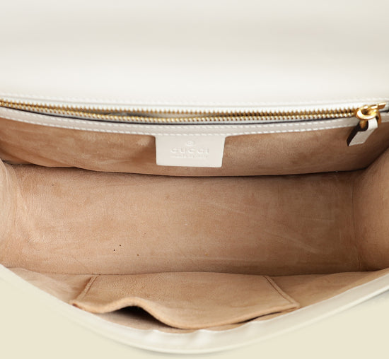Gucci White Sylvie Small Flap Shoulder Bag