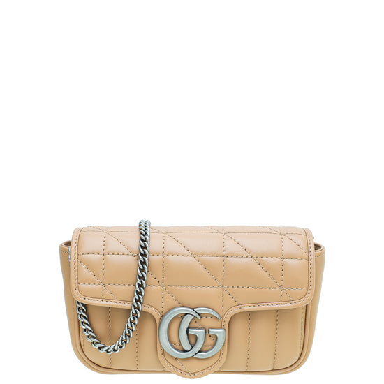Gucci Rose Beige GG Marmont Matelasse Super Mini Bag