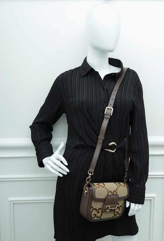 Gucci Bicolor Jumbo GG Horsebit 1955 Mini Shoulder Bag