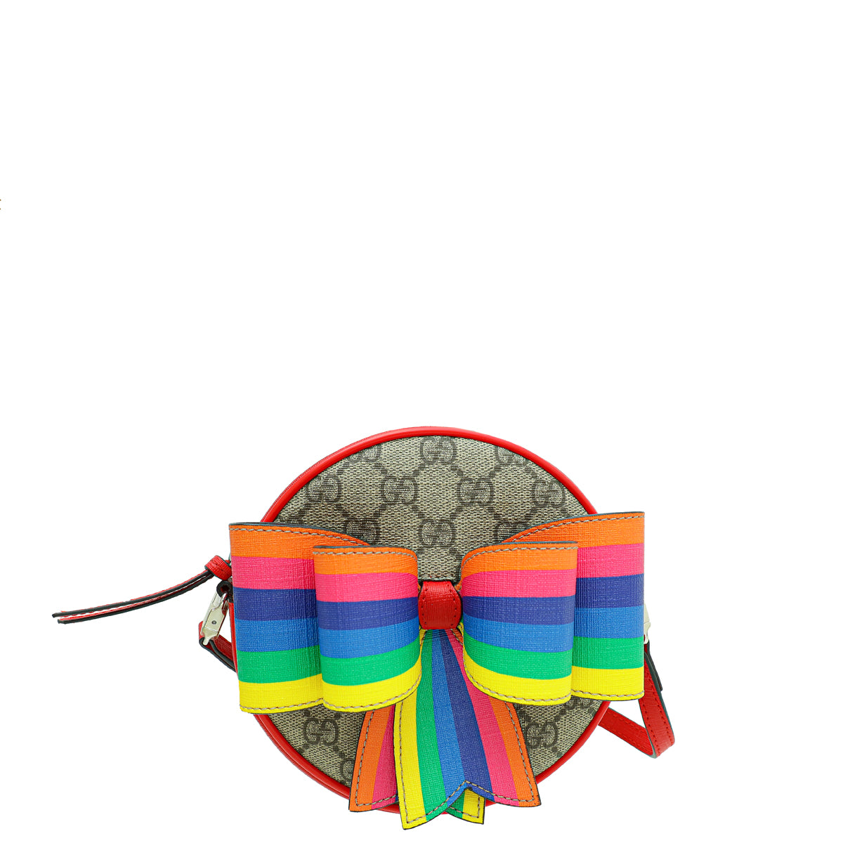 Gucci Multicolor GG Supreme Ribbon Rainbow Round Crossbody Bag