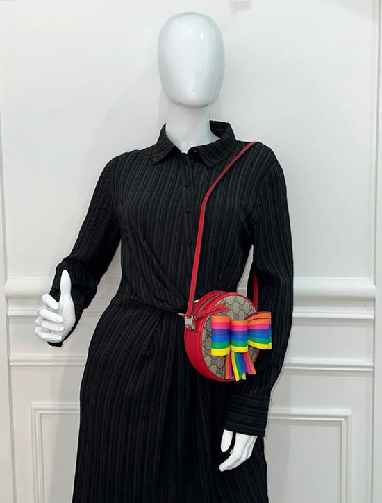 Gucci Multicolor GG Supreme Ribbon Rainbow Round Shoulder Bag
