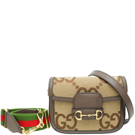 Gucci Bicolor Jumbo GG Horsebit 1955 Mini Shoulder Bag