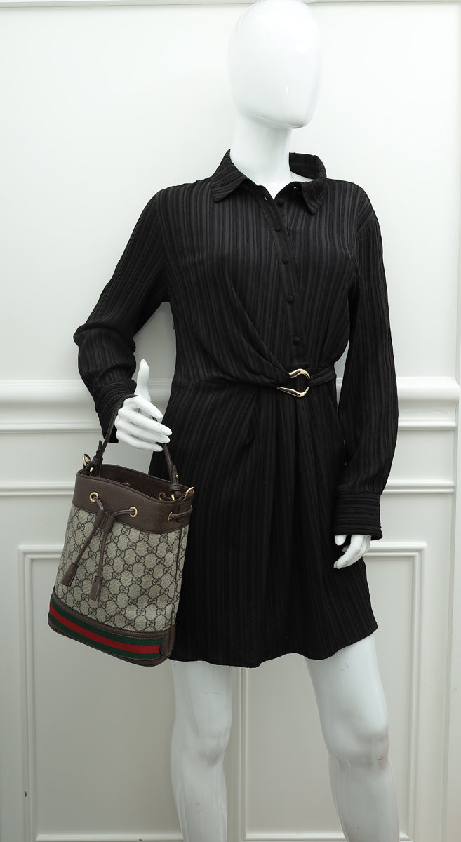 Gucci Bicolor GG Supreme Ophidia Small Bucket Bag