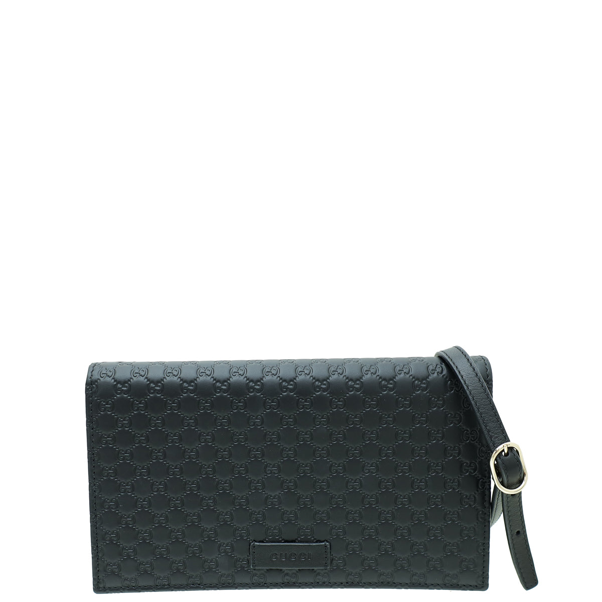 Gucci Black GG Microguccissima Strap Wallet