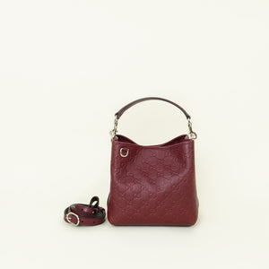 Gucci Burgundy GG Guccissima Emblem Small Bucket Bag