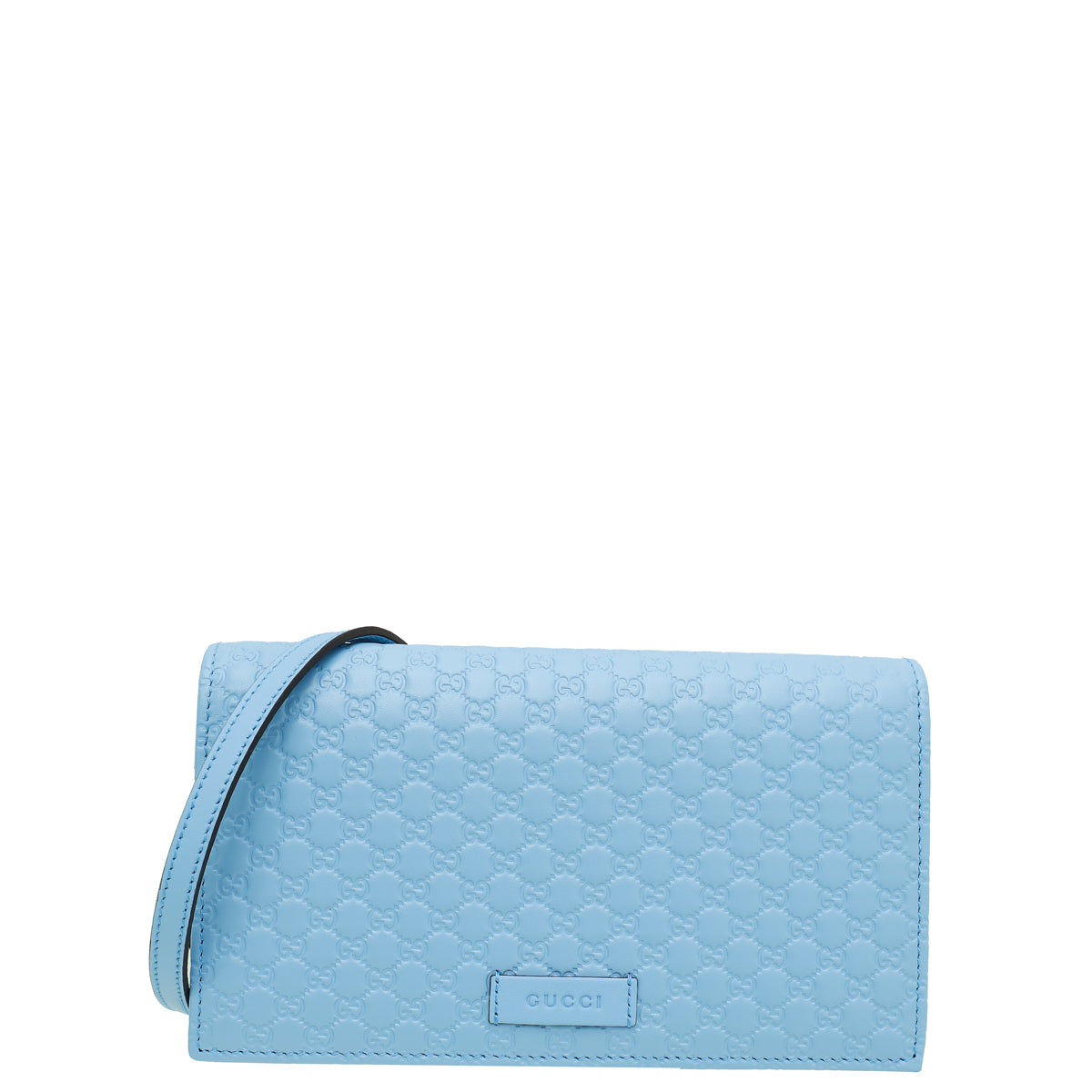 Gucci Light Blue GG Microguccissima Strap Wallet