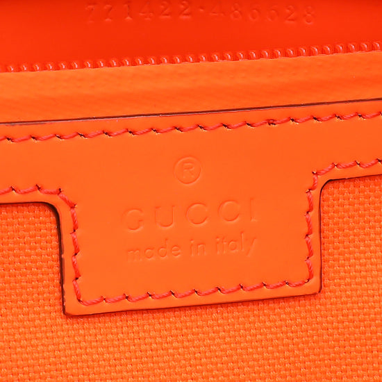 Load image into Gallery viewer, Gucci Neon Orange GG Rubber Effect Belt Bag
