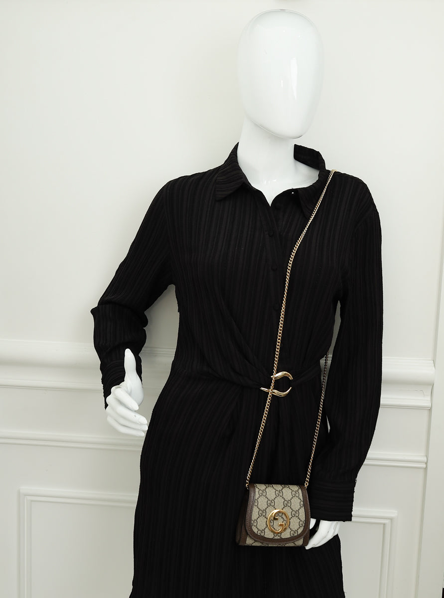 Gucci Ebony GG Guccissima Blondie Medium Chain Wallet-Gucci-THE CLOSET