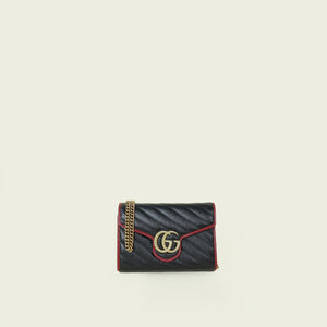 Gucci Bicolor Torchon GG Marmont Chain Wallet
