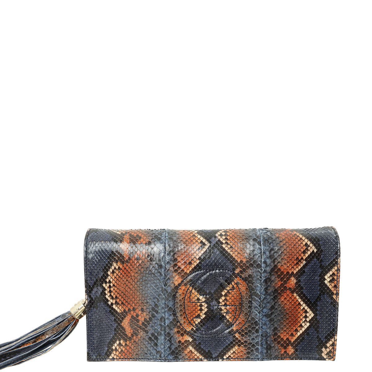 Gucci Bicolor Python Soho Tassel Clutch