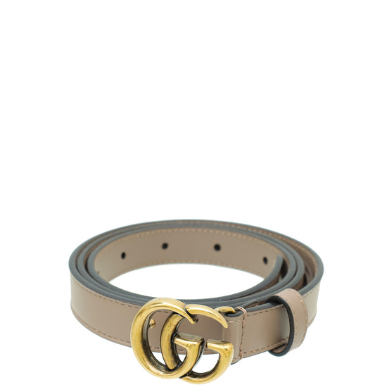 Gucci Dusty Pink Double G Buckle Slim Belt 34