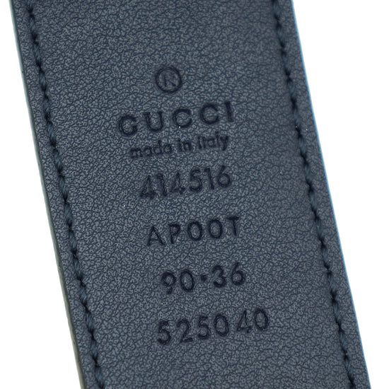 Gucci Navy Double G Buckle Belt 36