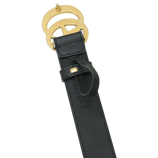 Gucci Black Double G Buckle 30mm Belt 36