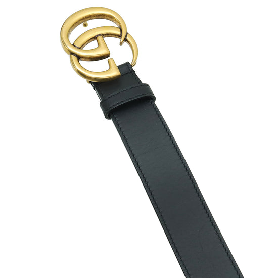 Gucci Black Double G Buckle 30mm Belt 32