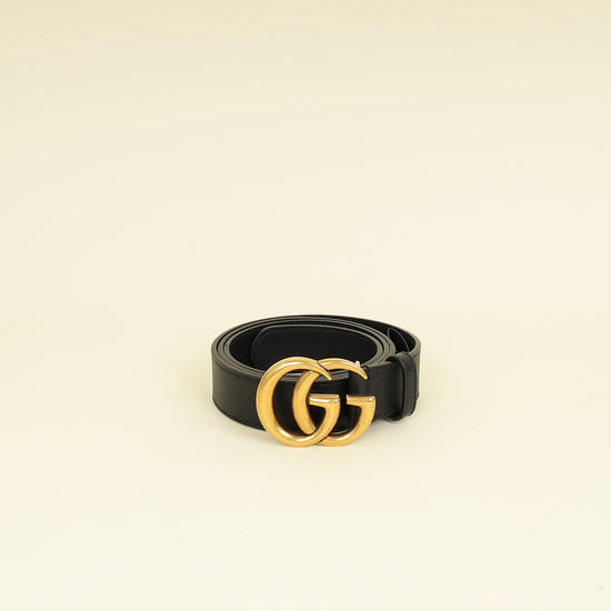 Gucci Black GG Marmont Thin Belt 38