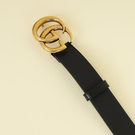 Gucci Black GG Marmont Thin Belt 38