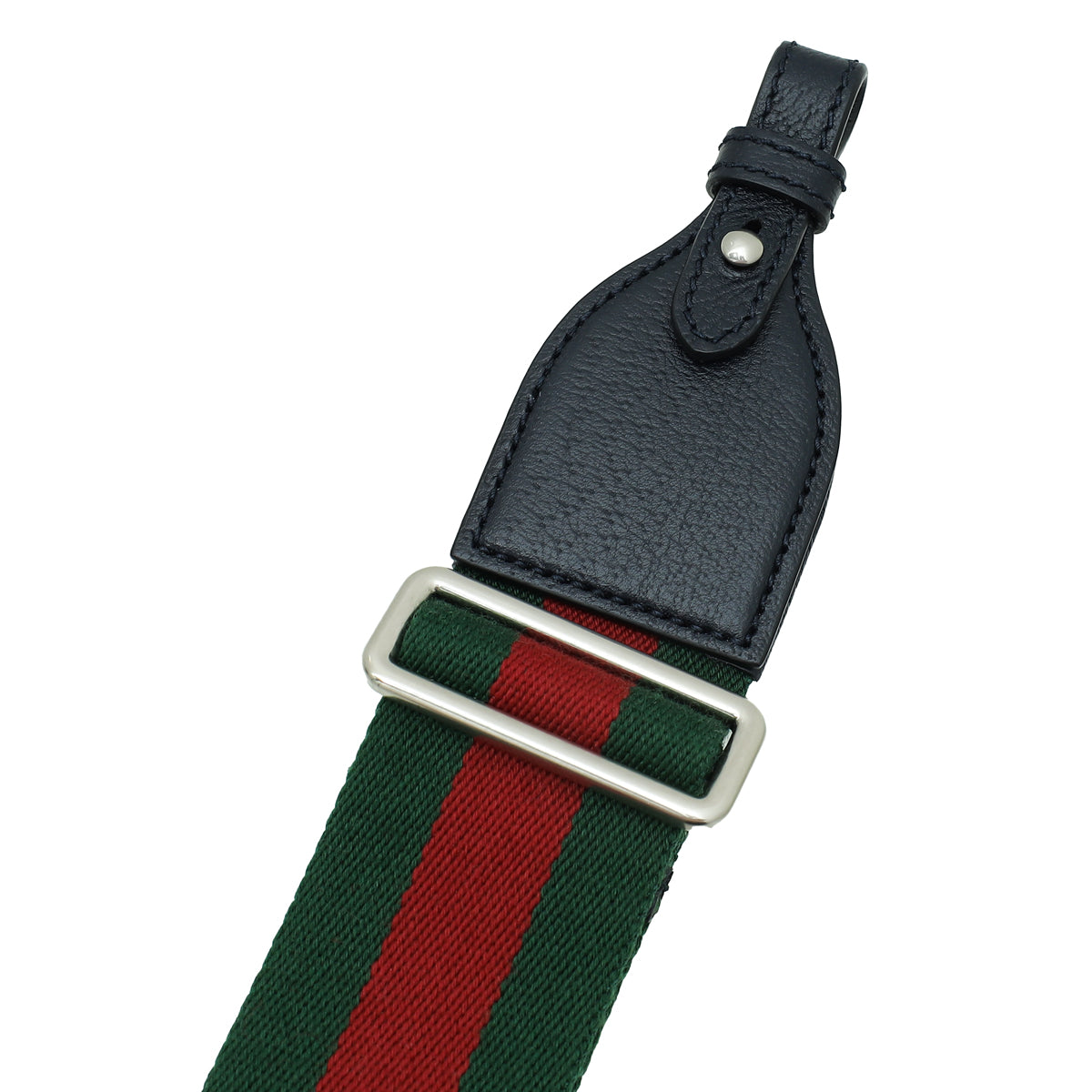 Wide studded 'Gucci' Web shoulder strap in green and red canvas