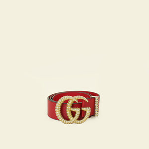 Gucci Red GG Torchon 40mm Buckle Belt 32