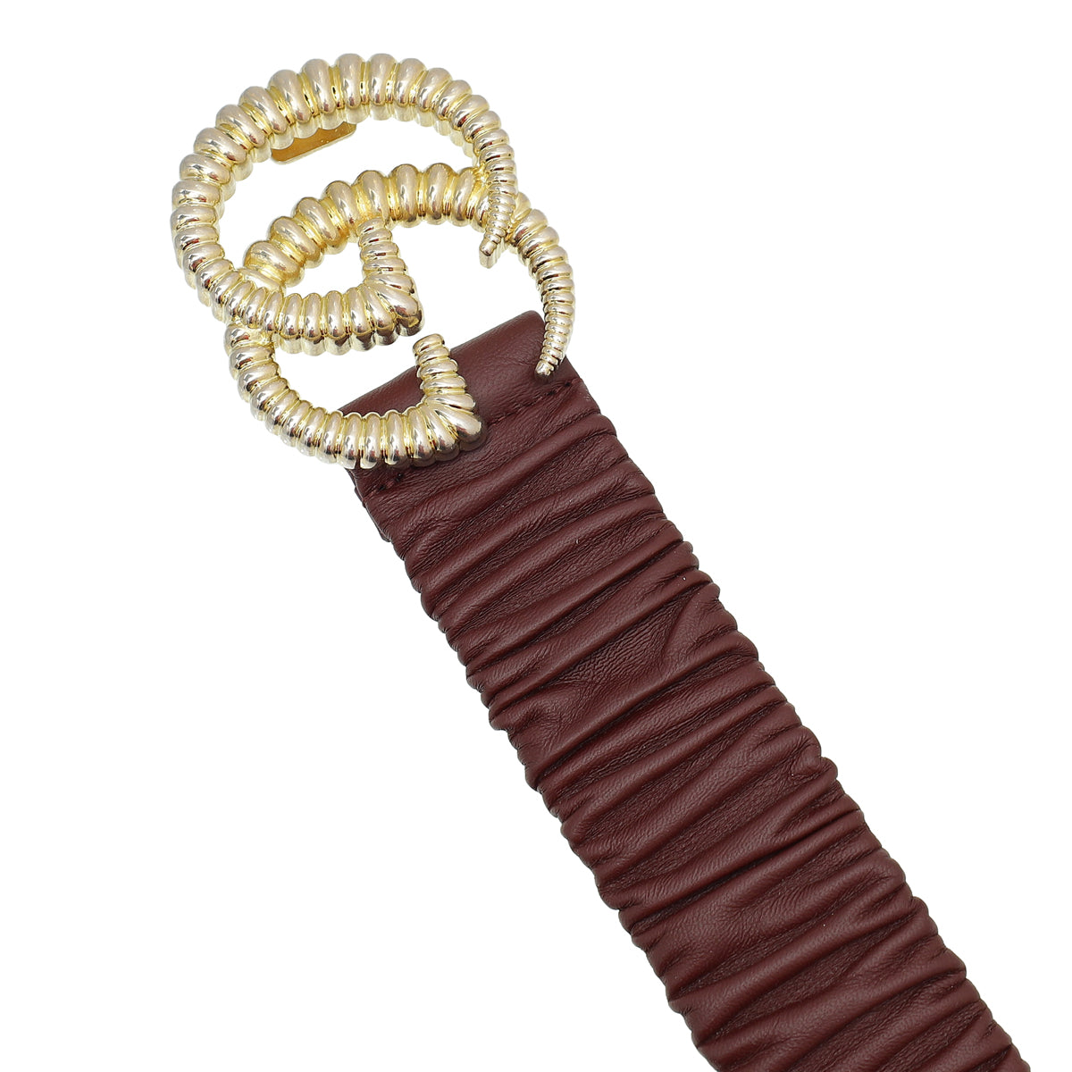 Gucci Burgundy GG Torchon Buckle Elasticized 40mm Belt 34