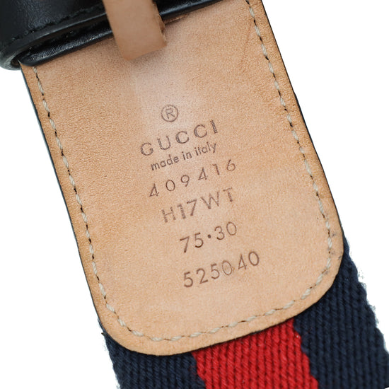 Gucci Tricolor Double G Buckle Web Belt 30