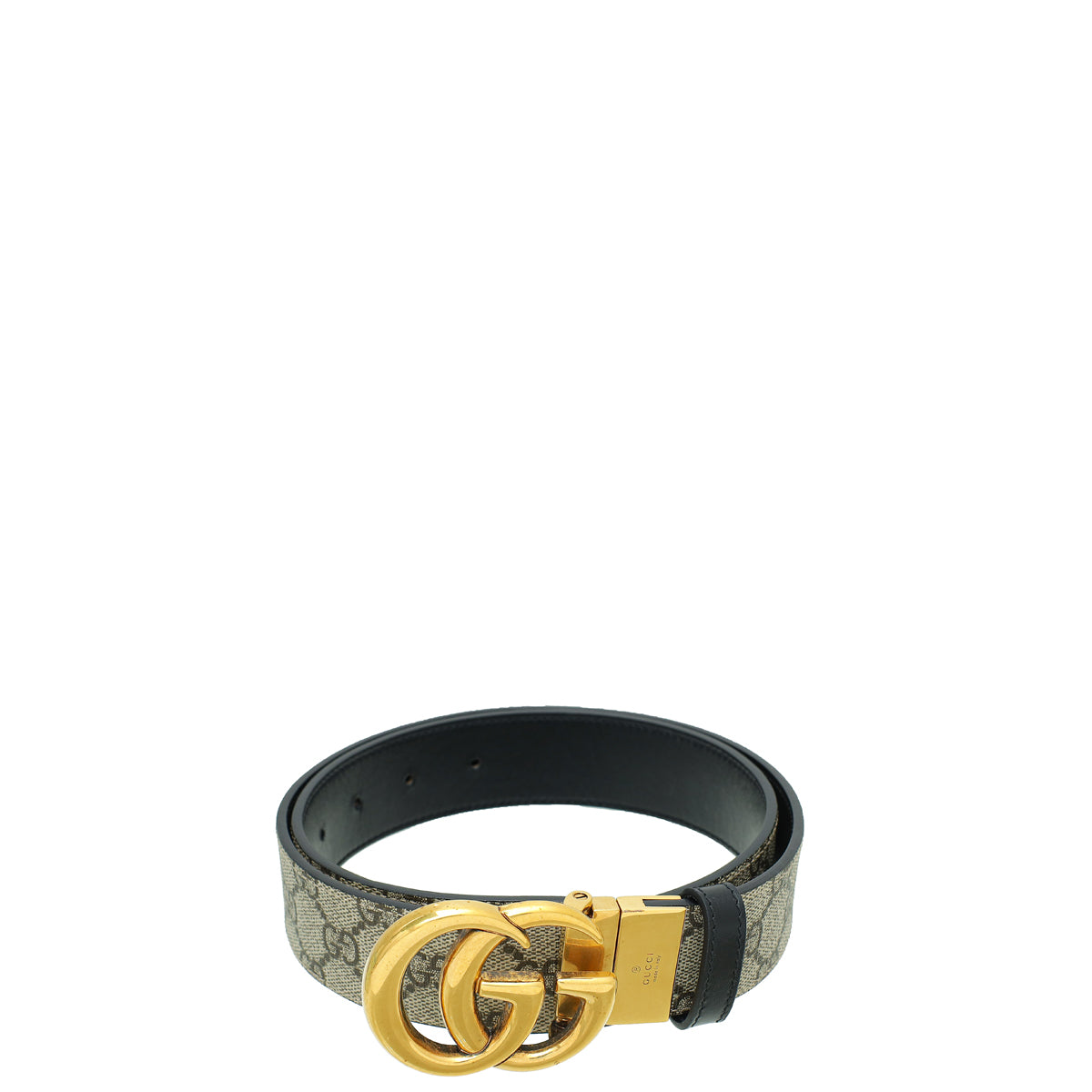 Gucci Bicolor GG Supreme Double G Buckle Reversible Belt 34